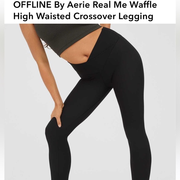 BNWT aerie offline real me waffle crossover 7/8 leggings - Picture 1 of 10